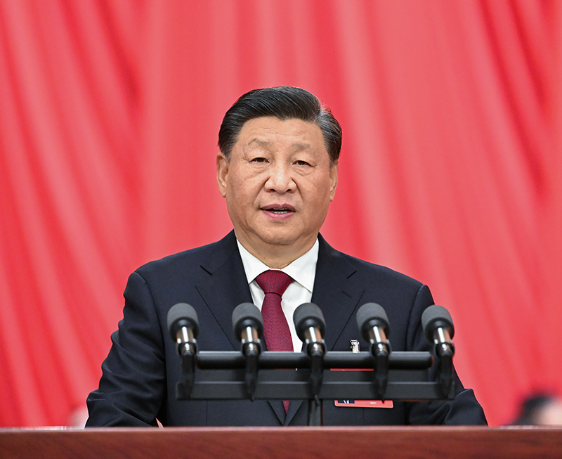 10月16日，習(xí)近平在中國共產(chǎn)黨第二十次全國代表大會(huì)上作報(bào)告。新華社記者饒愛民攝